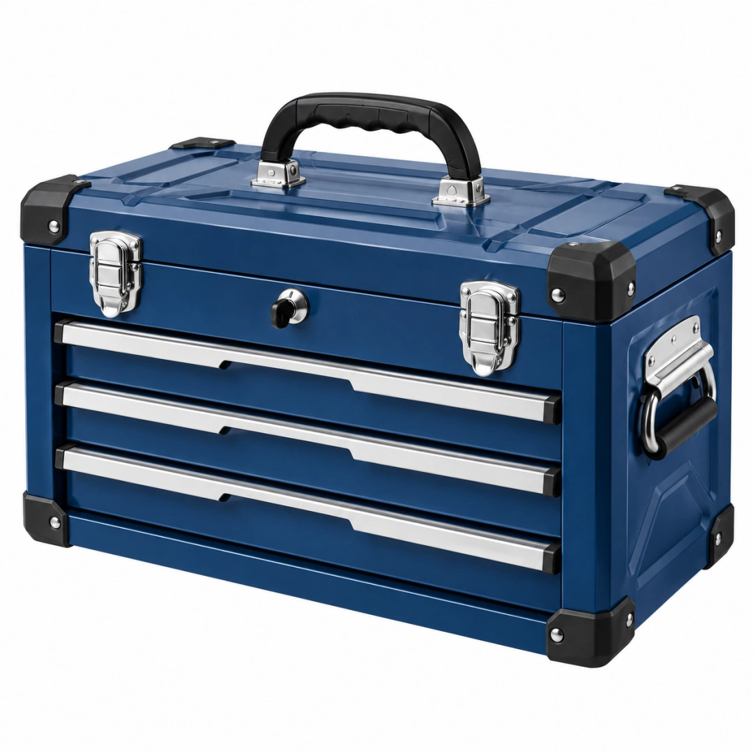 Caja de herramientas 50 x 25 x 30 cm de acero azul con 4 cajones portátil