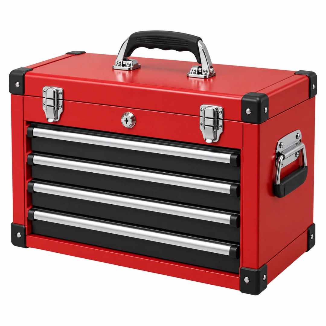 Caja de herramientas 50 x 25 x 35 cm de acero rojo con cajones portátil