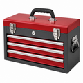 Caja de herramientas 60 x 30 x 35 cm de acero rojo y negro con cajones portátil