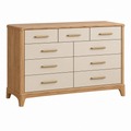 Cómoda 150 x 45 x 95 cm de madera marrón y beige con 9 cajones estilo contemporáneo