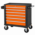 Carro de herramientas 77 x 46 x 95 cm de acero negro y naranja con 7 cajones y ruedas