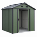 Caseta de jardín 213 x 127 x 185 cm de acero verde con puertas correderas