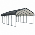 Cochera cubierta 600 x 300 x 270 cm de acero galvanizado gris antracita para exterior con techo a dos aguas