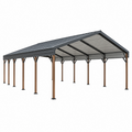 Cochera cubierta 600 x 300 x 270 cm de acero marrón y gris para exterior con techo inclinado