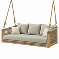 Columpio sofá de 3 plazas 180 x 75 x 65 cm de madera y cuerda beige para exterior