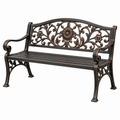 Banco de jardín 122 x 62 x 94 cm de metal negro y bronce estilo clásico